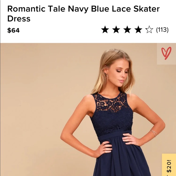 Lulus Romantic Tale Navy Blue Lace Skater Dress - Picture 2 of 10